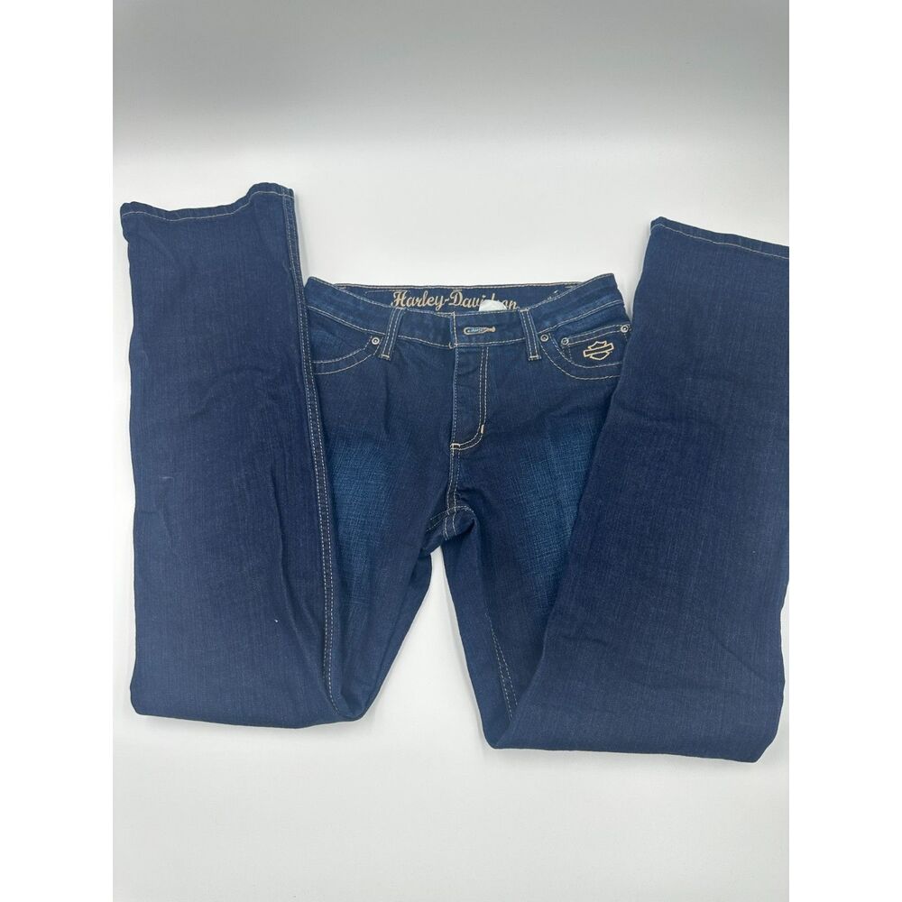 Harley Davidson Jeans for Women Sz 2 Zip Up & Pockets Medium Wash Embroidered